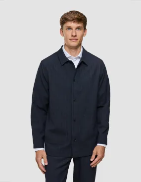 Casual Option Tagless Design Heritage Overshirt Dark Navy Pinstripe