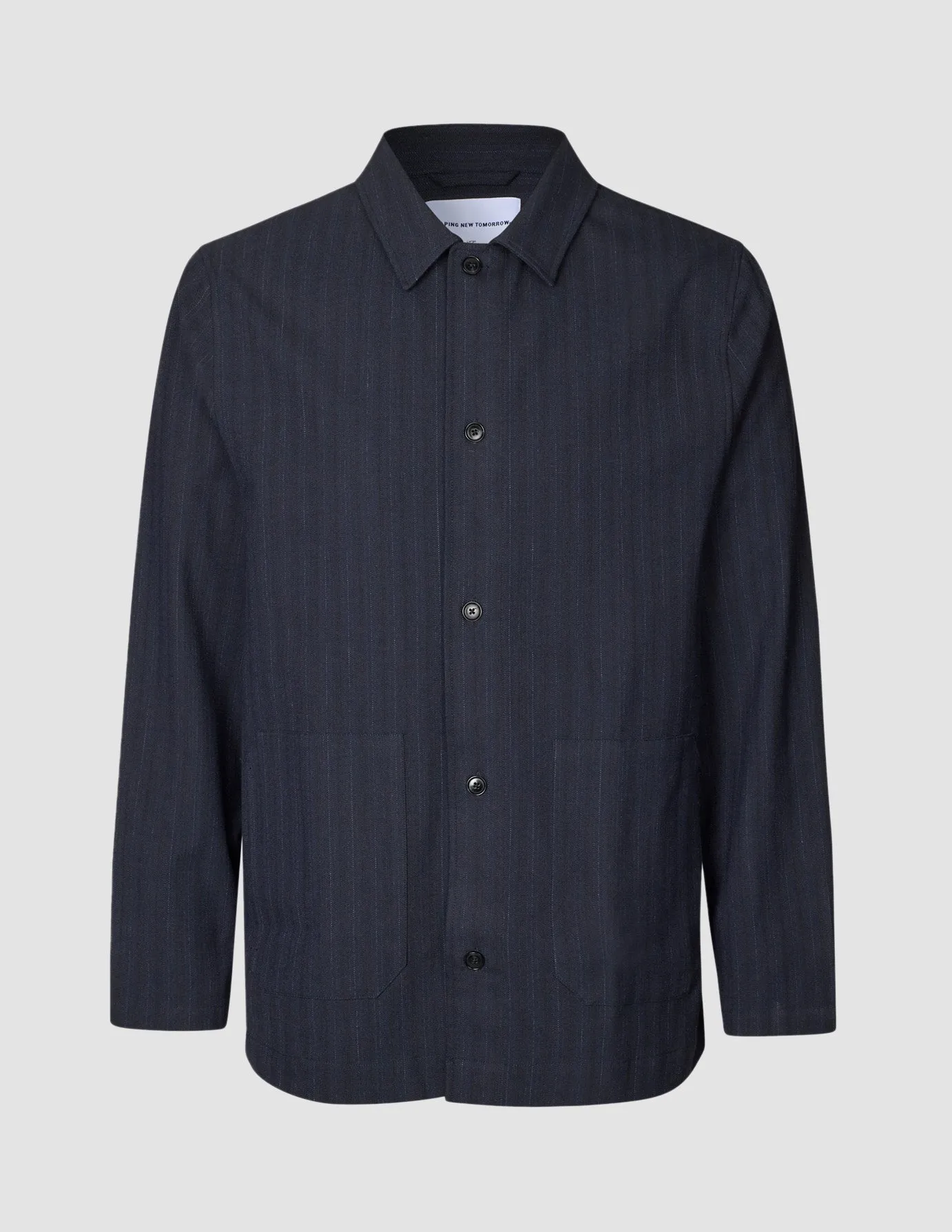 Heritage Overshirt Dark Navy Pinstripe Wrinkle Resistant Material