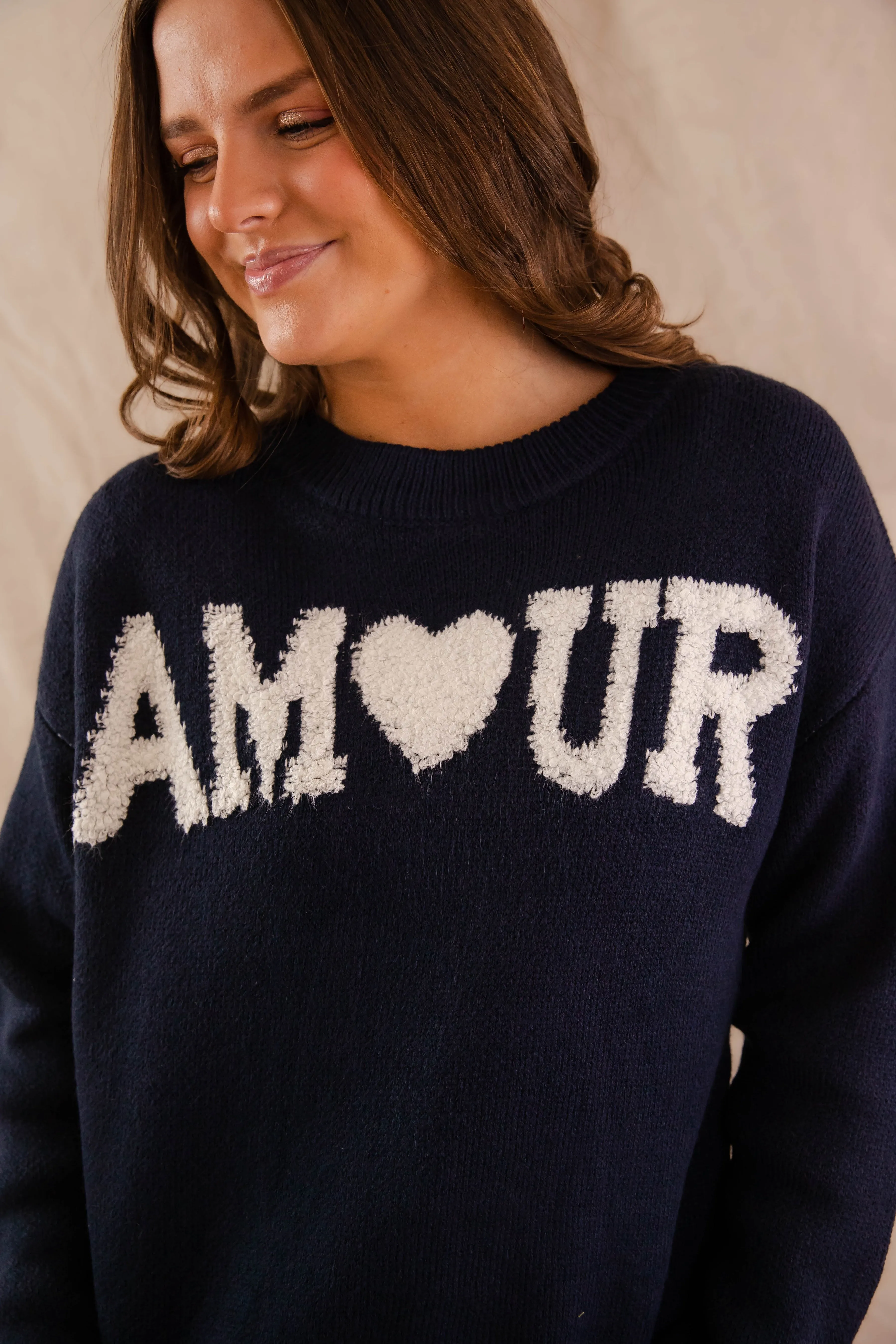 crew neck Layered Style Mi Amour Sweater