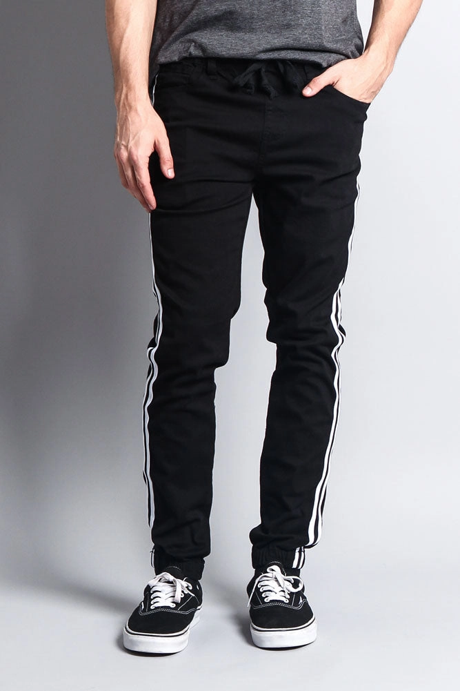 Men's Side Striped Band Joggers DoubleLayeredFabric Lightweight Material