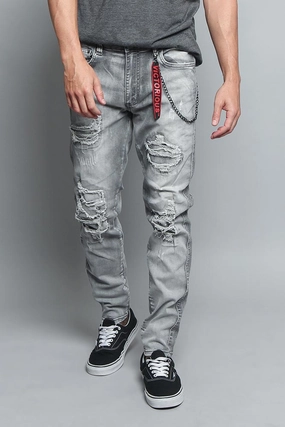 Stone Washed Track Jeans SecureZipperClosures Core Fit