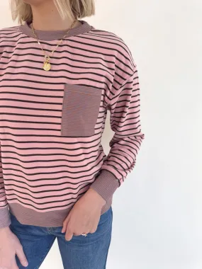 Winter Must-Have Knit Light Stretch Fit Millie Mixed Stripe Sweatshirt