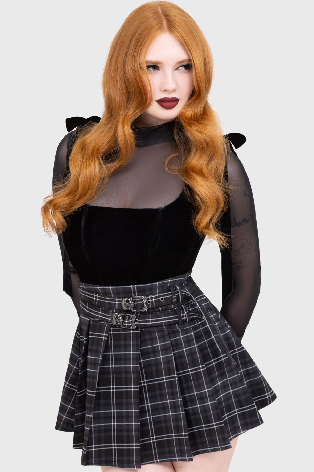 Tartan Riot Skirt [GREY] Graceful Look