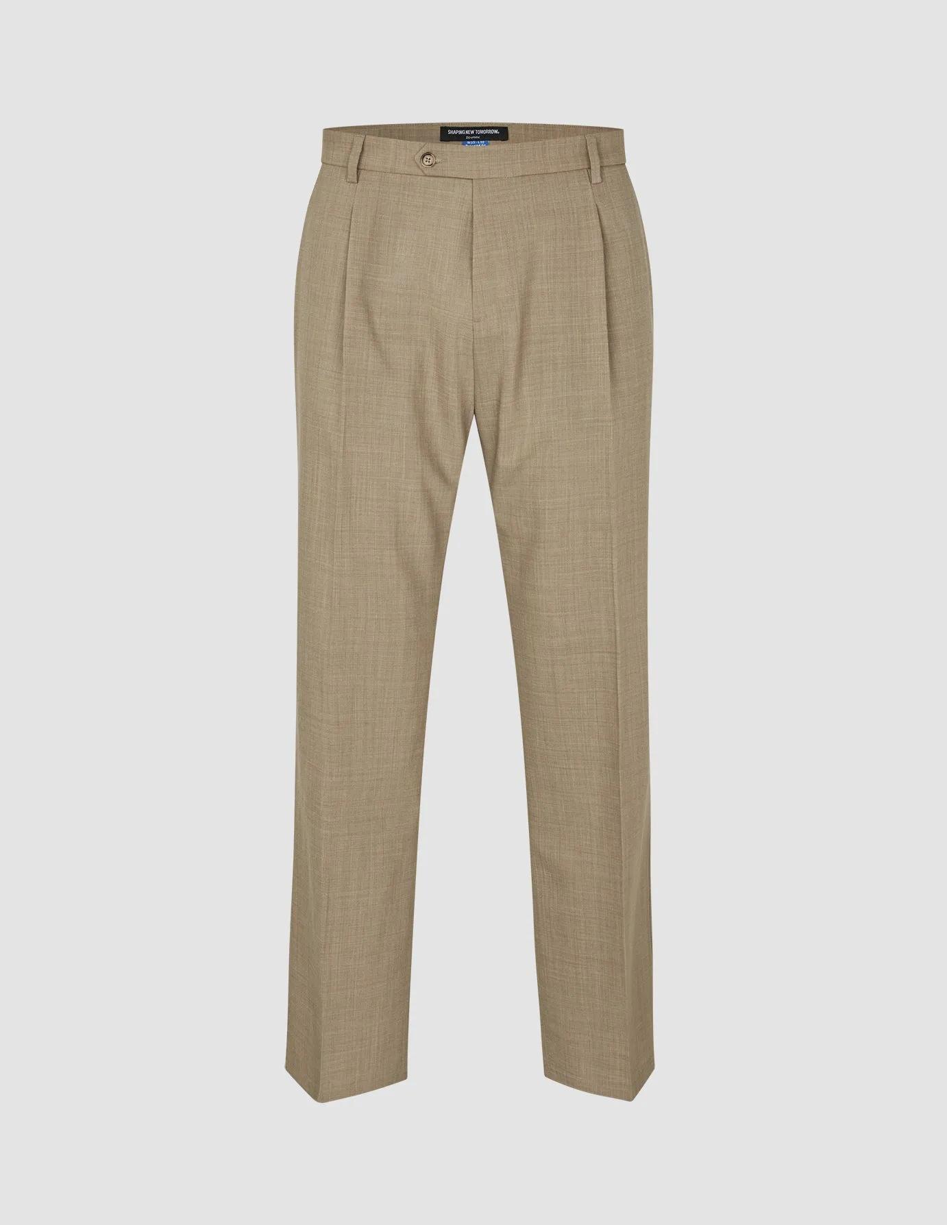 Tech Wool Suit Pants Relaxed Fit Sand Cozy and Soft