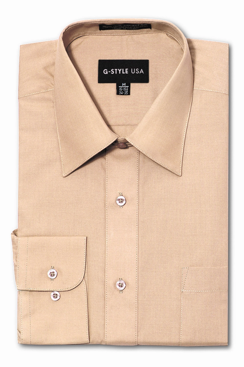 Men's Basic Solid Color Button Up Dress Shirt (Blush) All Purpose Casual Cut Microfiber Blended Fabric