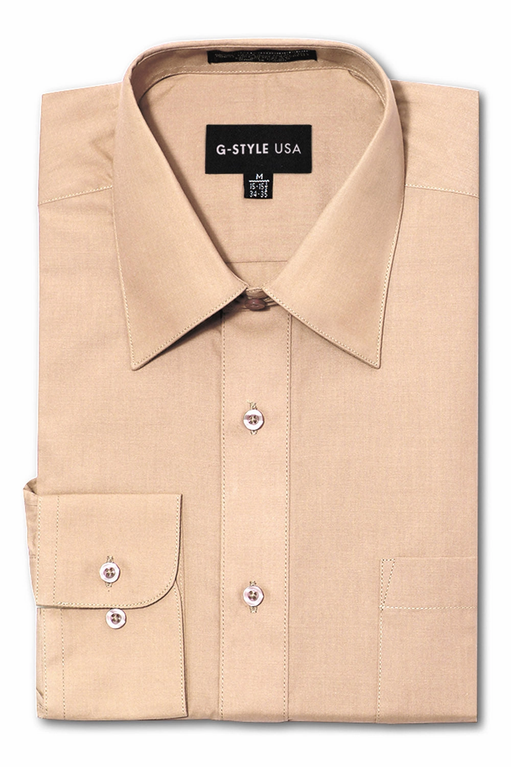 AdjustableCuffSystem BoxySilhouette Men's Basic Solid Color Button Up Dress Shirt (Blush)