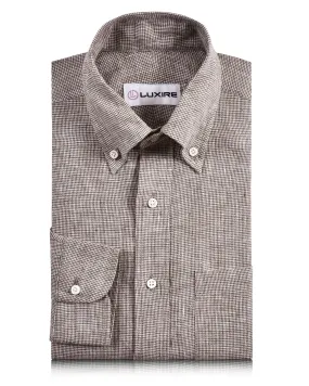 Linen: Brown White Mini Houndstooth Shirt Customizable Design Smart Appearance