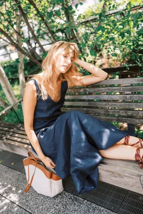 MASON'S DAUGHTER | Nicole Dress, Navy Linen Casual Chic Wear