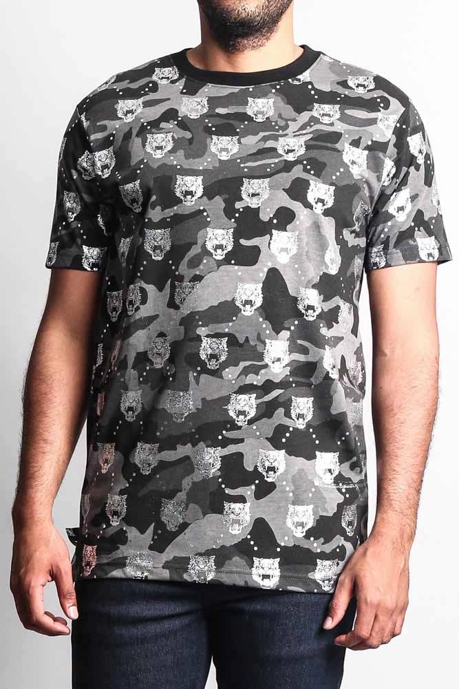Stretch Technology Camo Foil Tiger Head T-Shirt