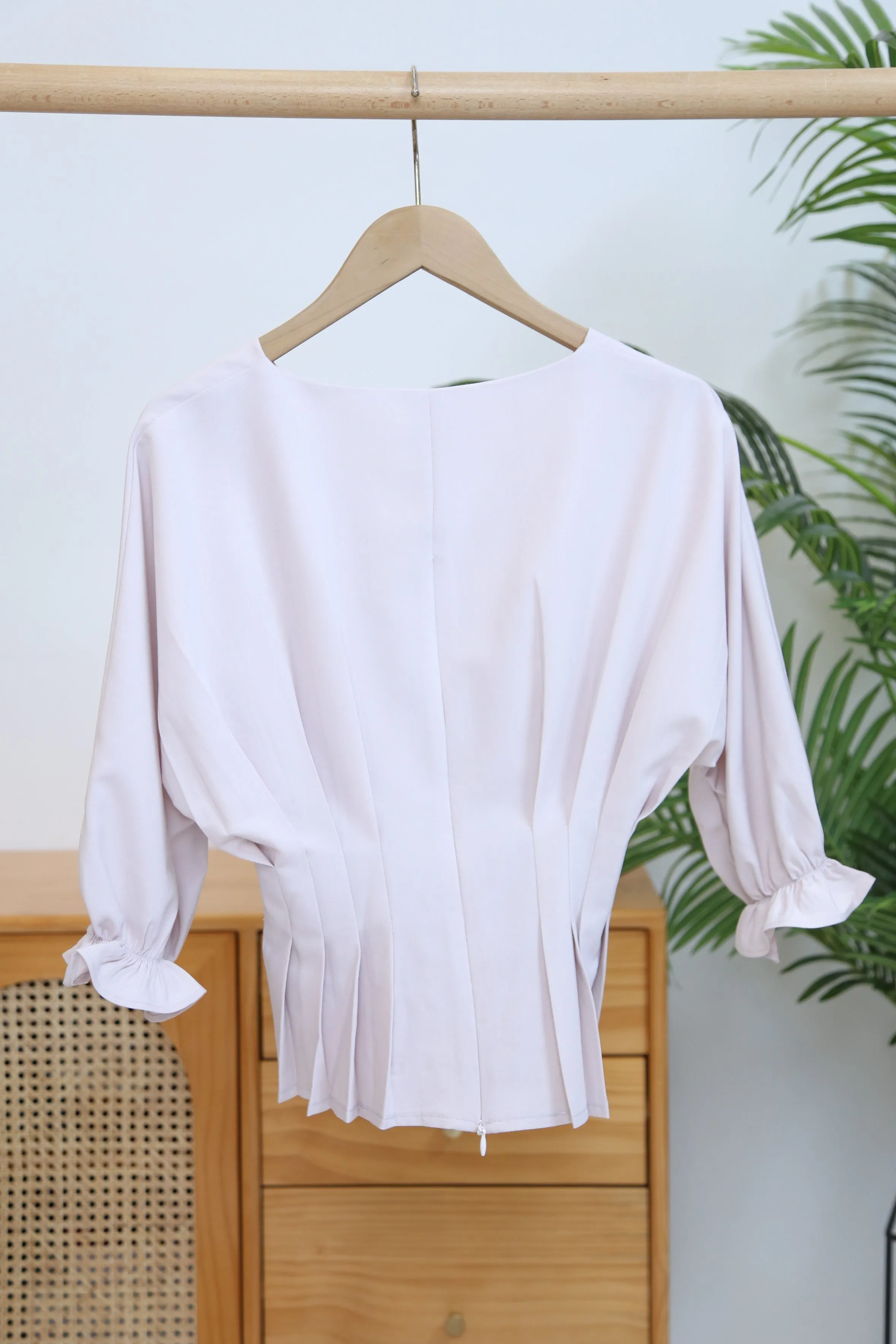 Kyoto Waist Blouse Blush Adjustable Cuffs Non Irritating Seams