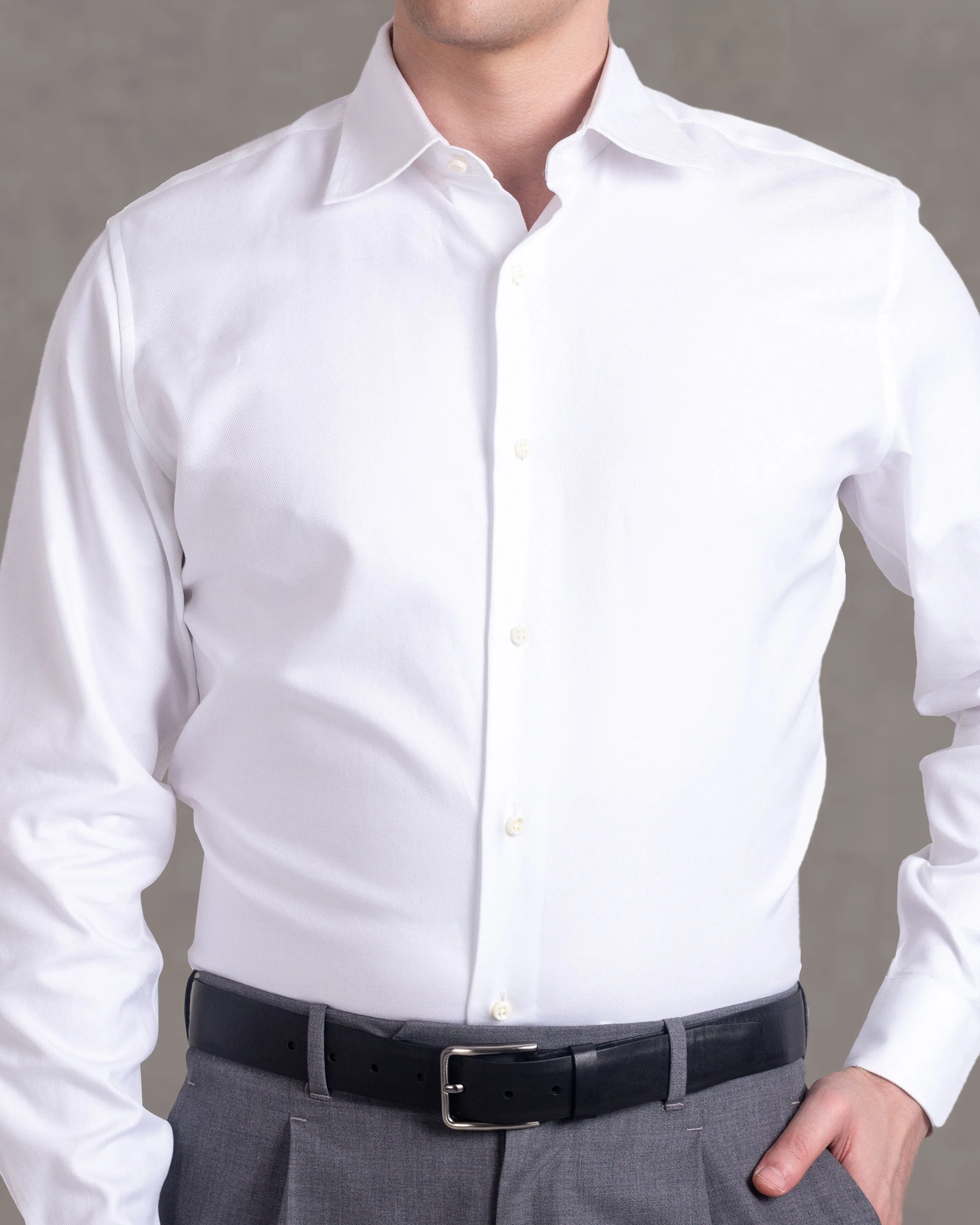 Monti Diagonal White Twill Shirt Classic Wear Sustainable fashion