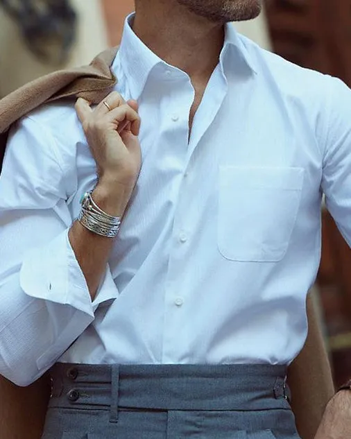 Monti White Self Stripes Business Shirt Versatile Fit Fashionable Layer