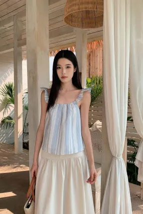 More Than Stripes Flutter Top Light ColorfastMaterial Comfortable Collar