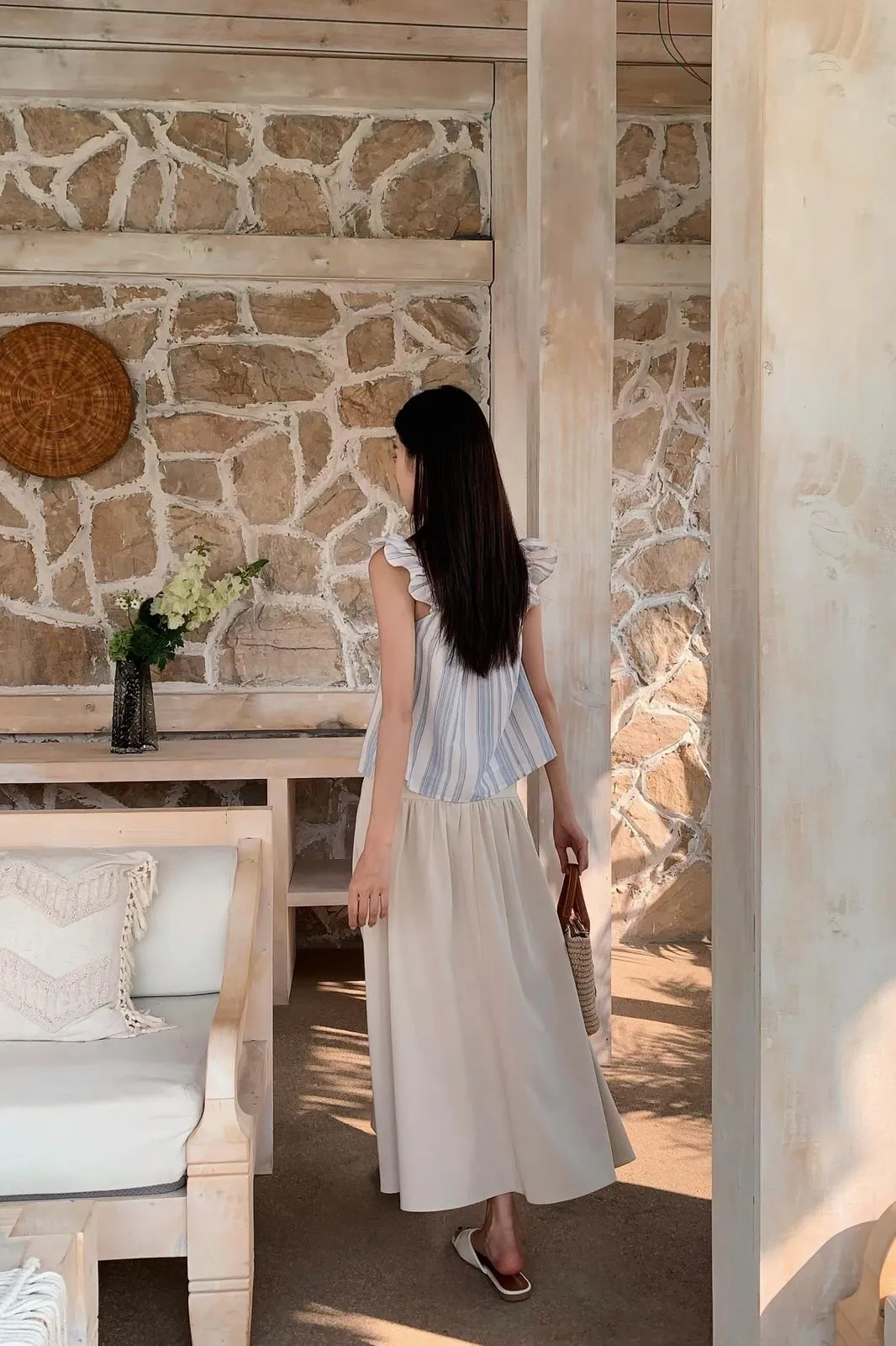 EasyClean More Than Stripes Flutter Top Light