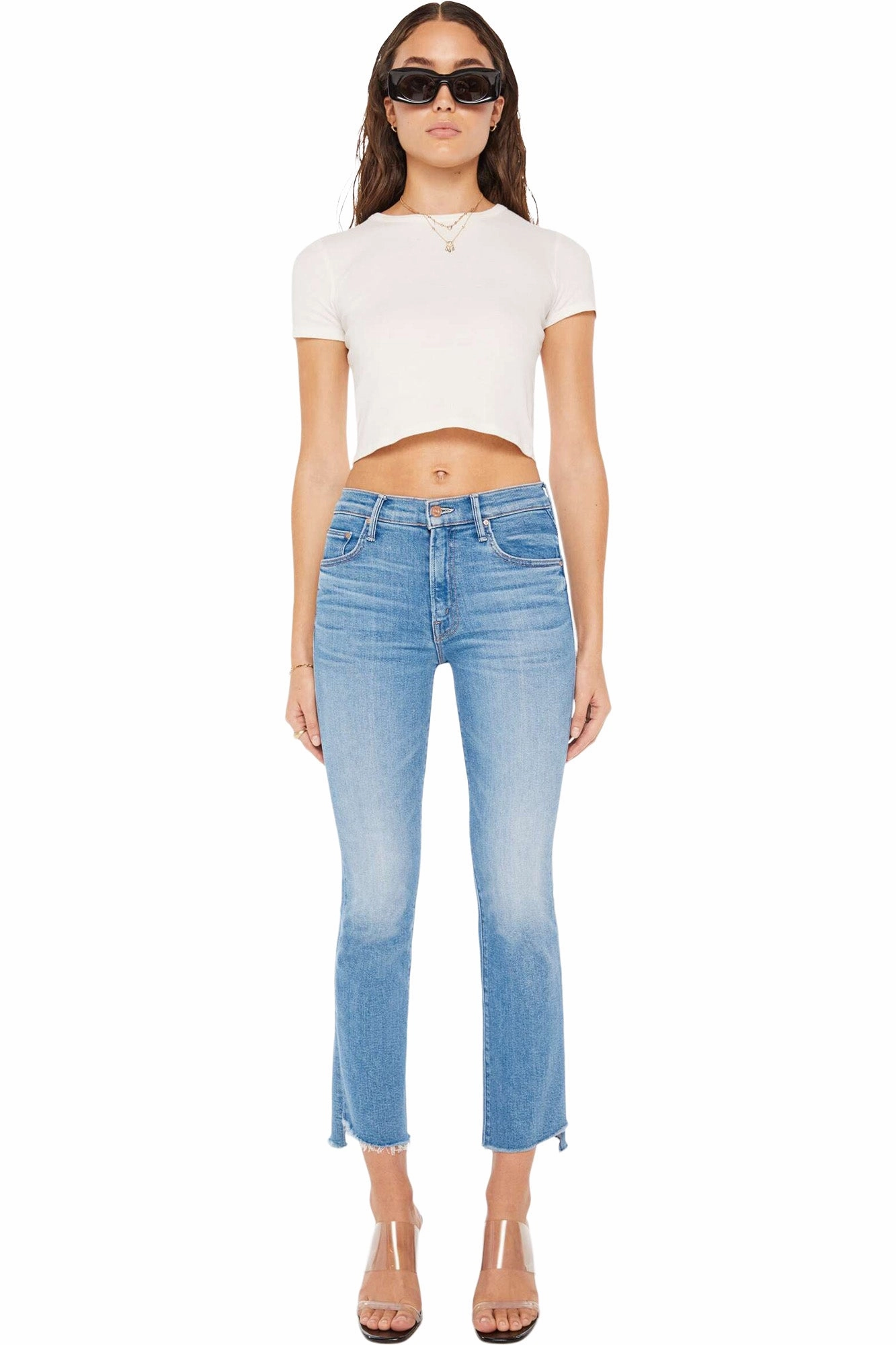 Mother Denim Insider Crop Step Fray in Out of the Blue City Walk Autumn Days Lightweight