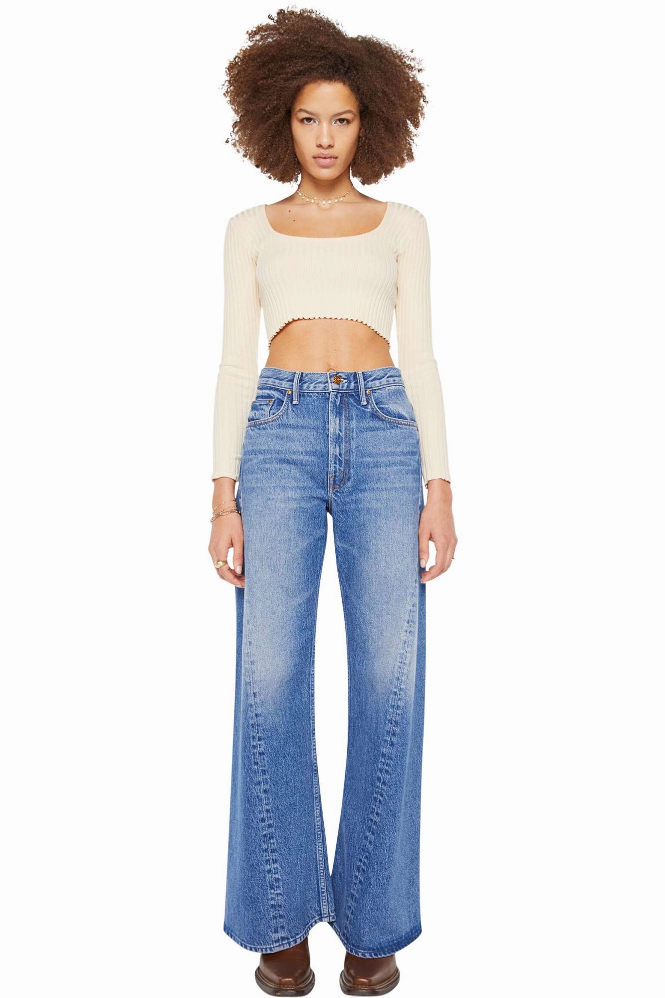 MOTHER Denim Lemon Twist Sneak in Rolling in the Dough High Rise Fashionable Waist