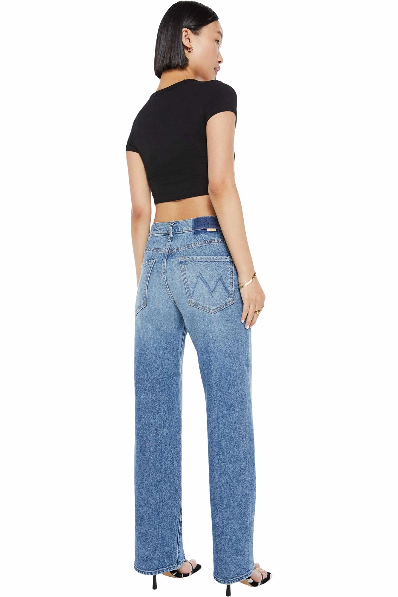 MOTHER Denim Lil' Mid-Rise Tunnel Vision Sneak Jeans in I'm a Winner Creative Look Elegant Road Trip Durable Weave