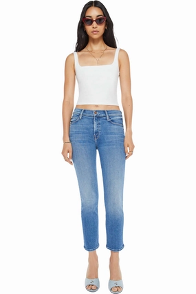 MOTHER Denim Mid Rise Dazzler Crop in Ready, Set, Go Modern Minimalist Rainy Day