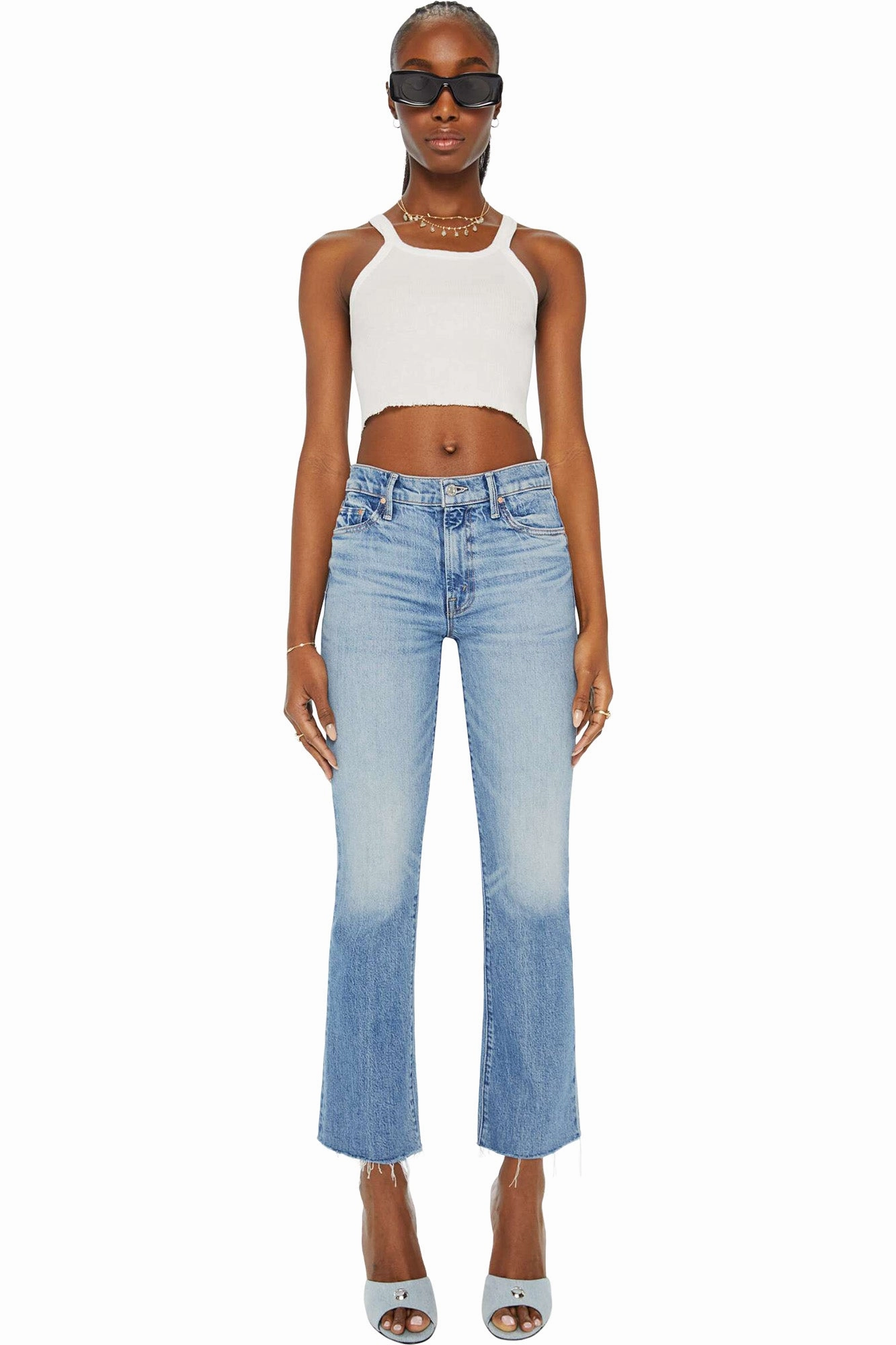 MOTHER Denim Outsider Flood Fray in Are We There Yet Stylish Choice