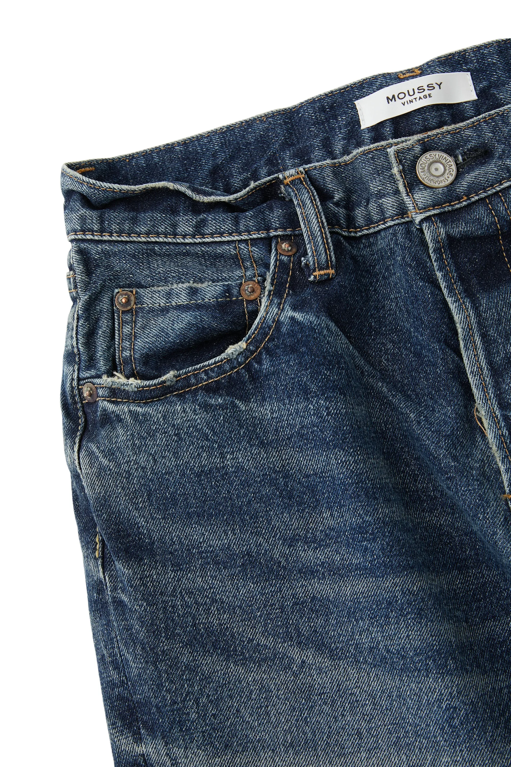 Moussy Denim Bardin Straight Jeans in Dark Blue Mid Rise Light Wear