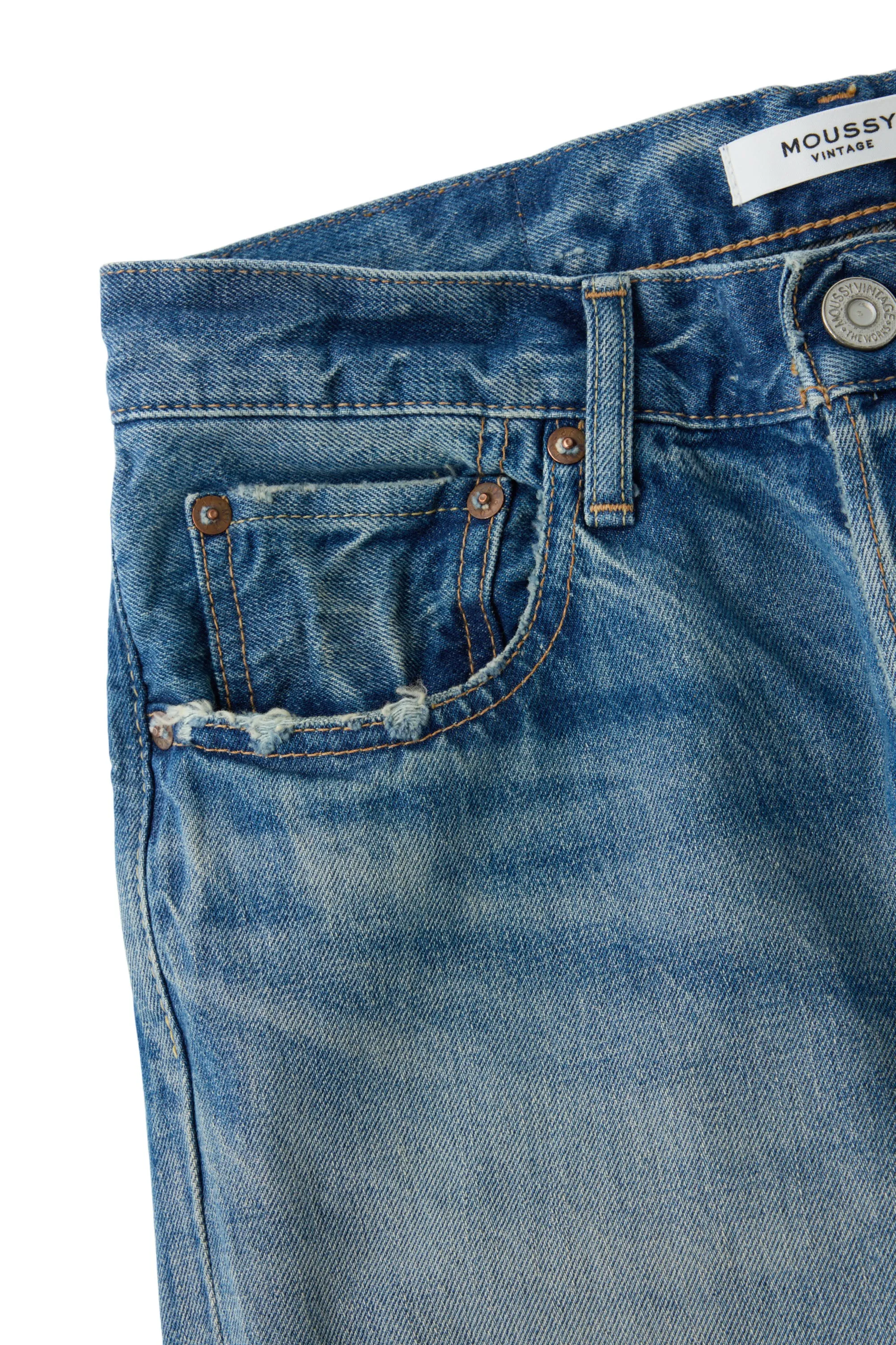 Moussy Denim Bethpage Straight Jeans in Blue Minimalist Elegant