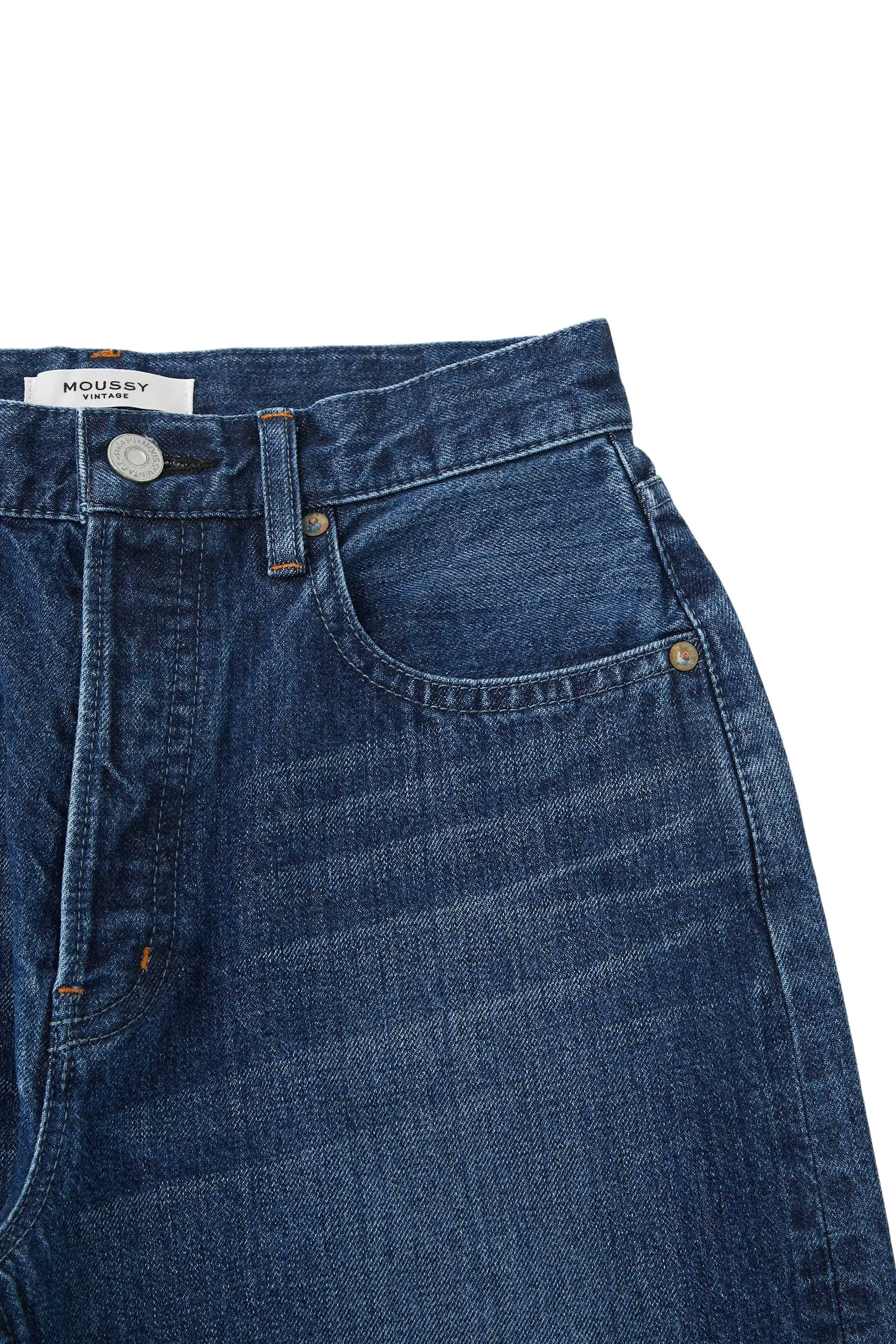 Premium Fit Moussy Denim Corcoran Wide Straight Leg Jeans in Dark Blue