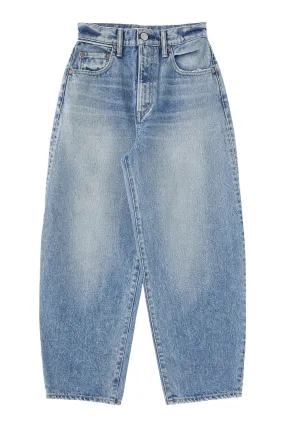 Moussy Denim Ecorse Round Jeans in Blue Colorfast Denim Smooth Texture
