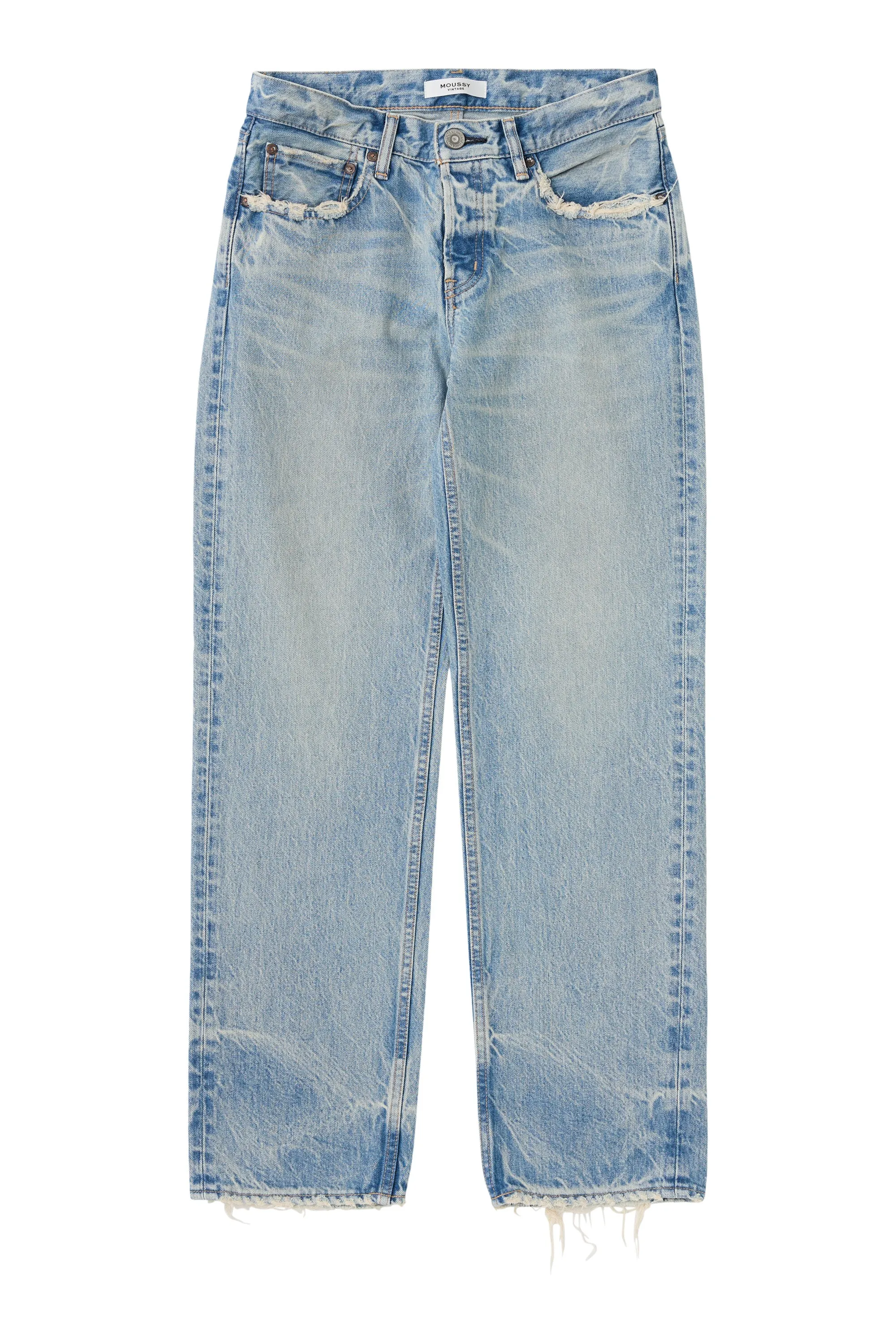 All Day Comfort Design Soft Fabric Moussy Denim Wildwood Straight Leg in Light Blue