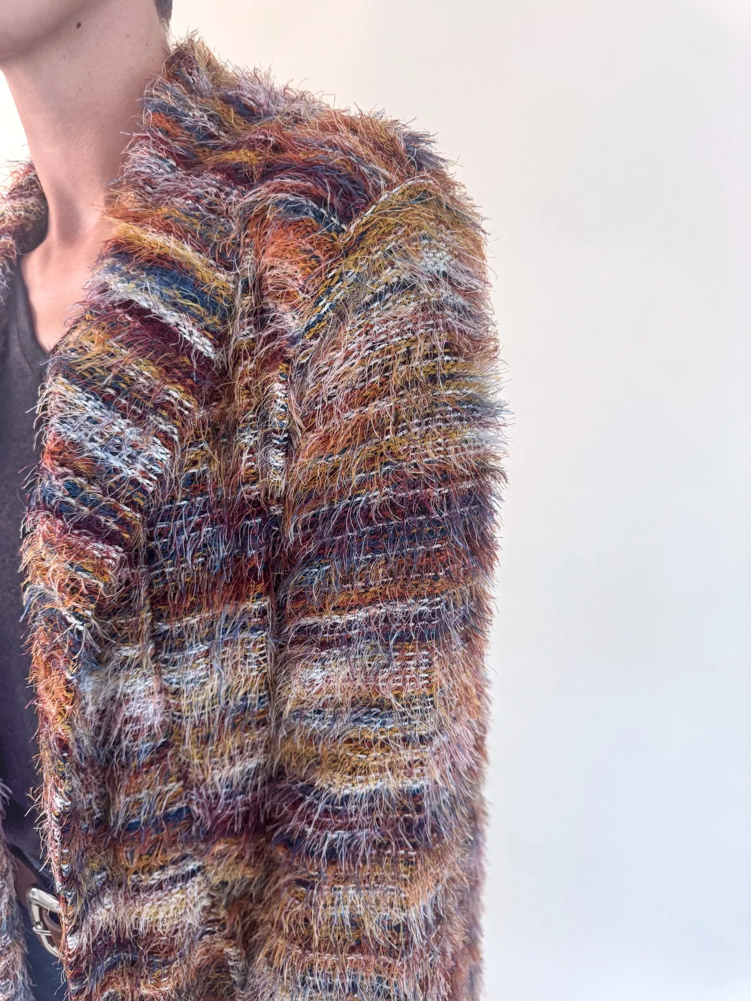 Multi Colored Long Sleeve Cardigan Casual Wear Fit