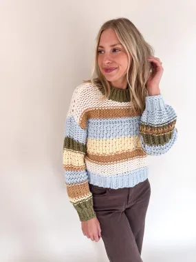 Multicolored Striped Sweater Simple Cozy