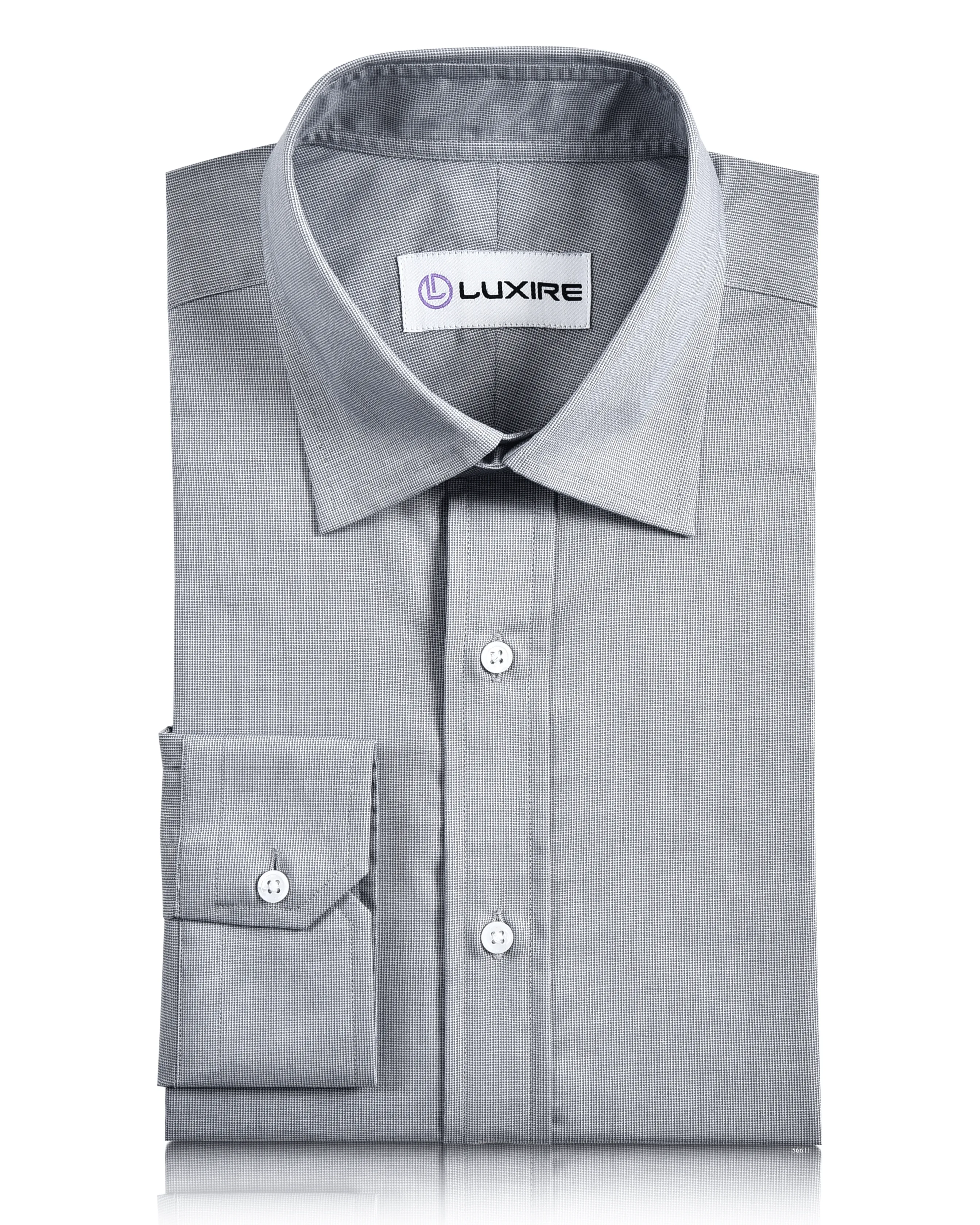 Low Profile Pocket Design Grey Mini Checks Shirt