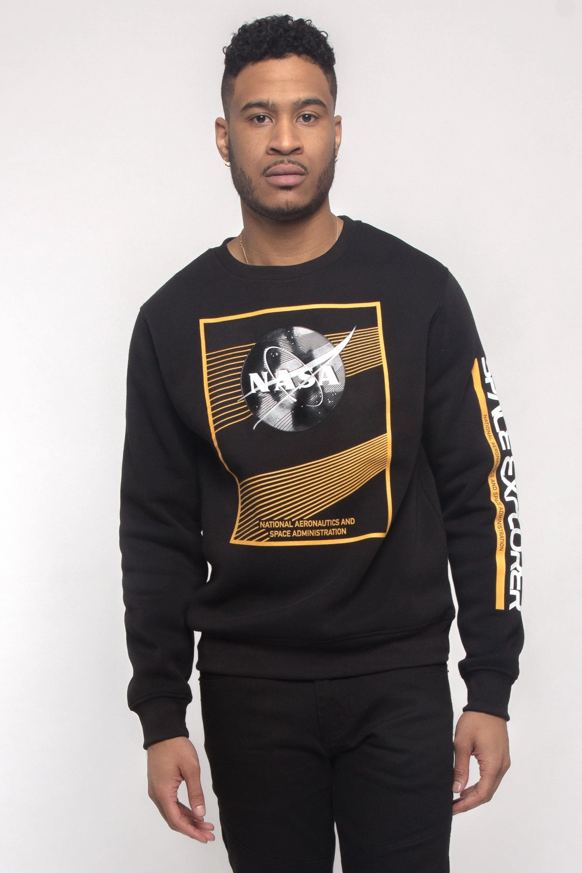 Nasa Texture Welding Fleece Crewneck UV Protective Layer Light Protection