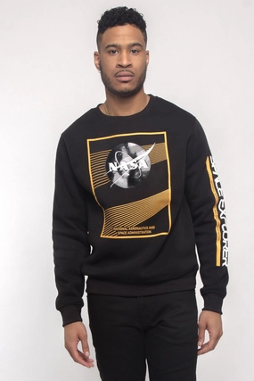 Nasa Texture Welding Fleece Crewneck CompactFoldable Neutral Look