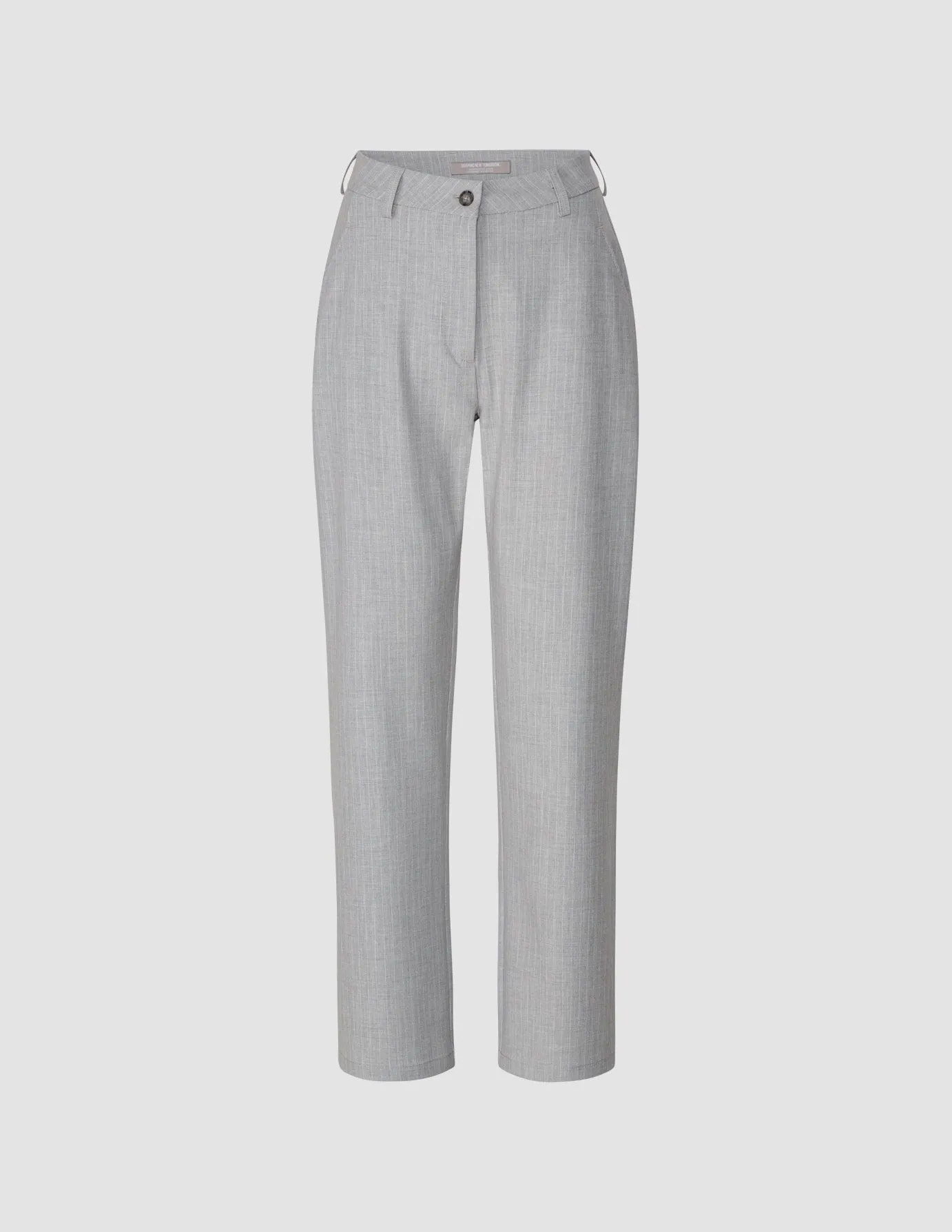 Essential Pants Straight Light Grey Pinstriped Thermal Regulating clean design