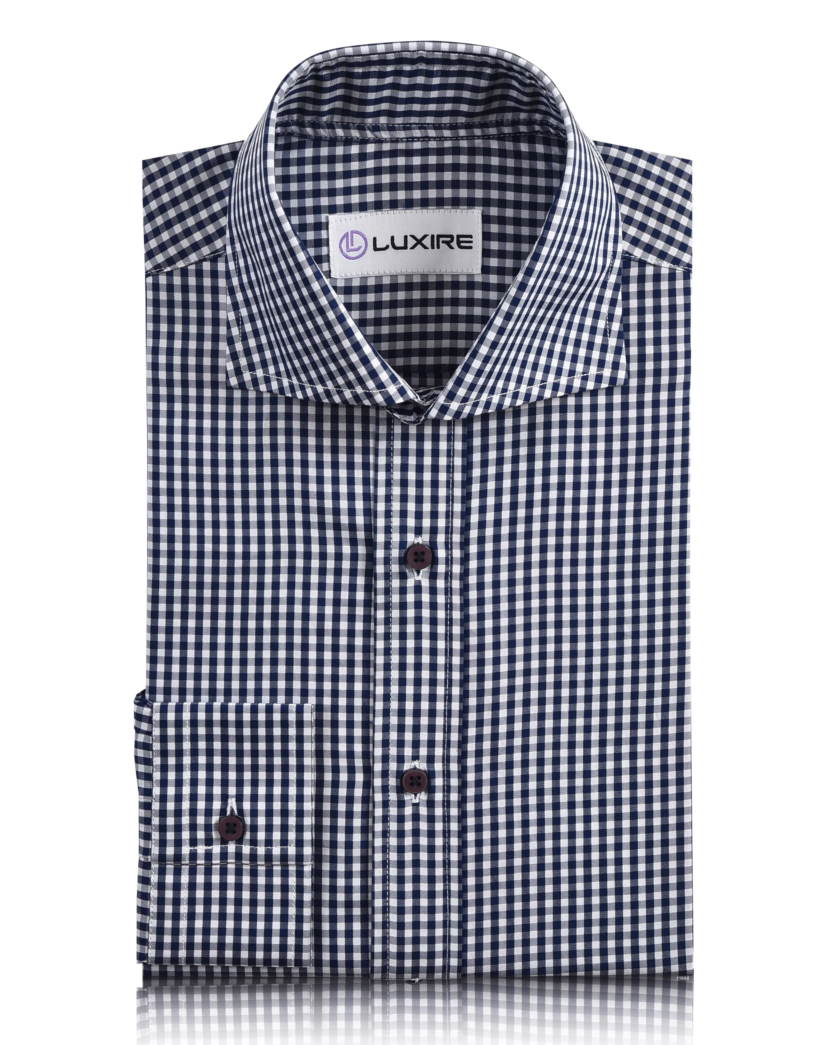 Navy and White Macro Gingham Checks Shirt Nautical Look Festive Look
