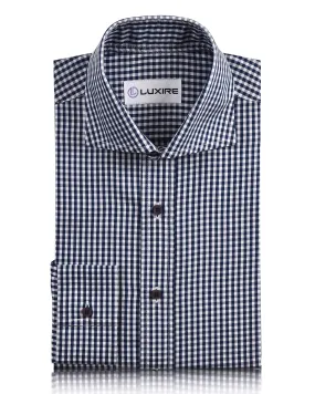 Navy and White Macro Gingham Checks Shirt Nautical Look Festive Look
