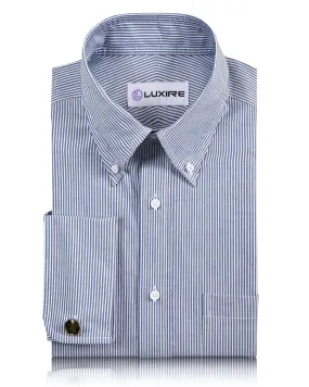 Navy Blue University Stripe Oxford Shirt Soft Touch Athletic Look