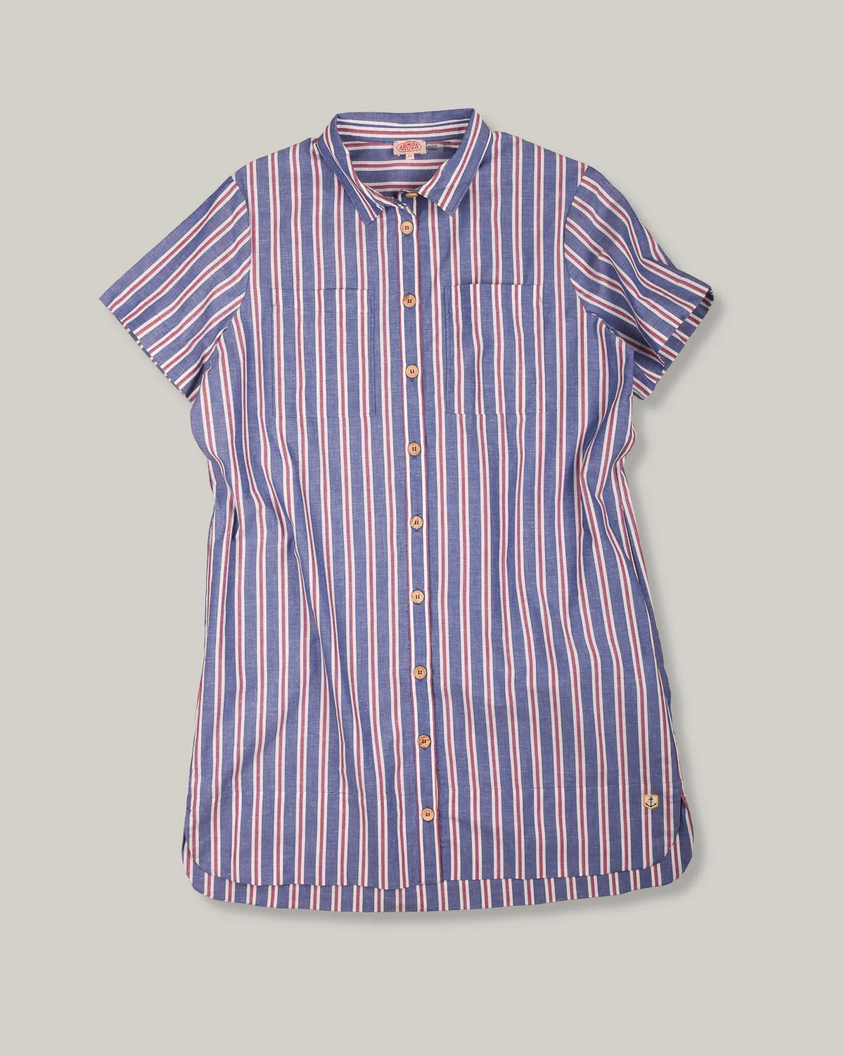 ARMOR LUX STRIPED SHIRT DRESS - SEAL/ECRU/ ROUGE Refined Stitch Urban Classic