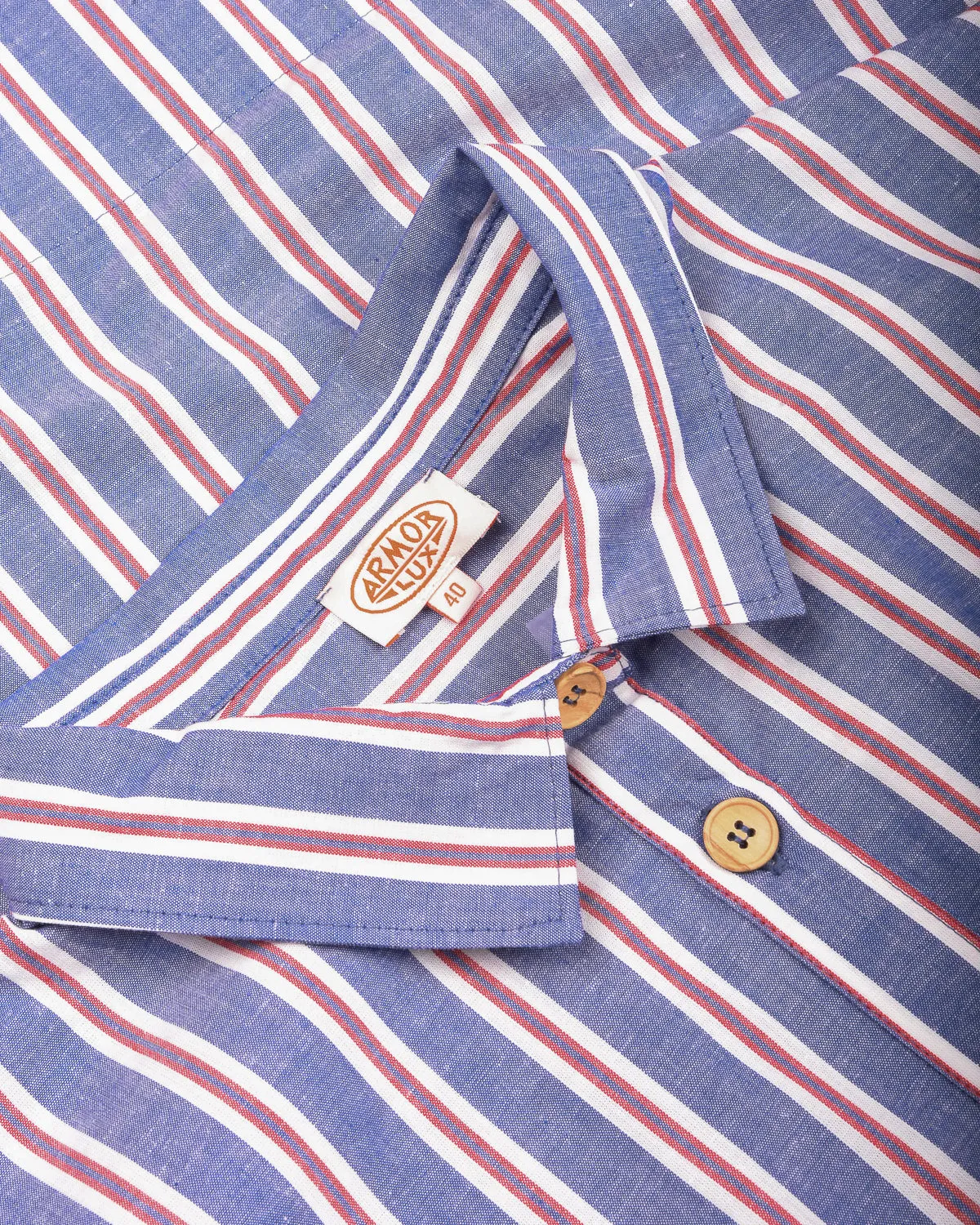 ARMOR LUX STRIPED SHIRT DRESS - SEAL/ECRU/ ROUGE Formal Occasion