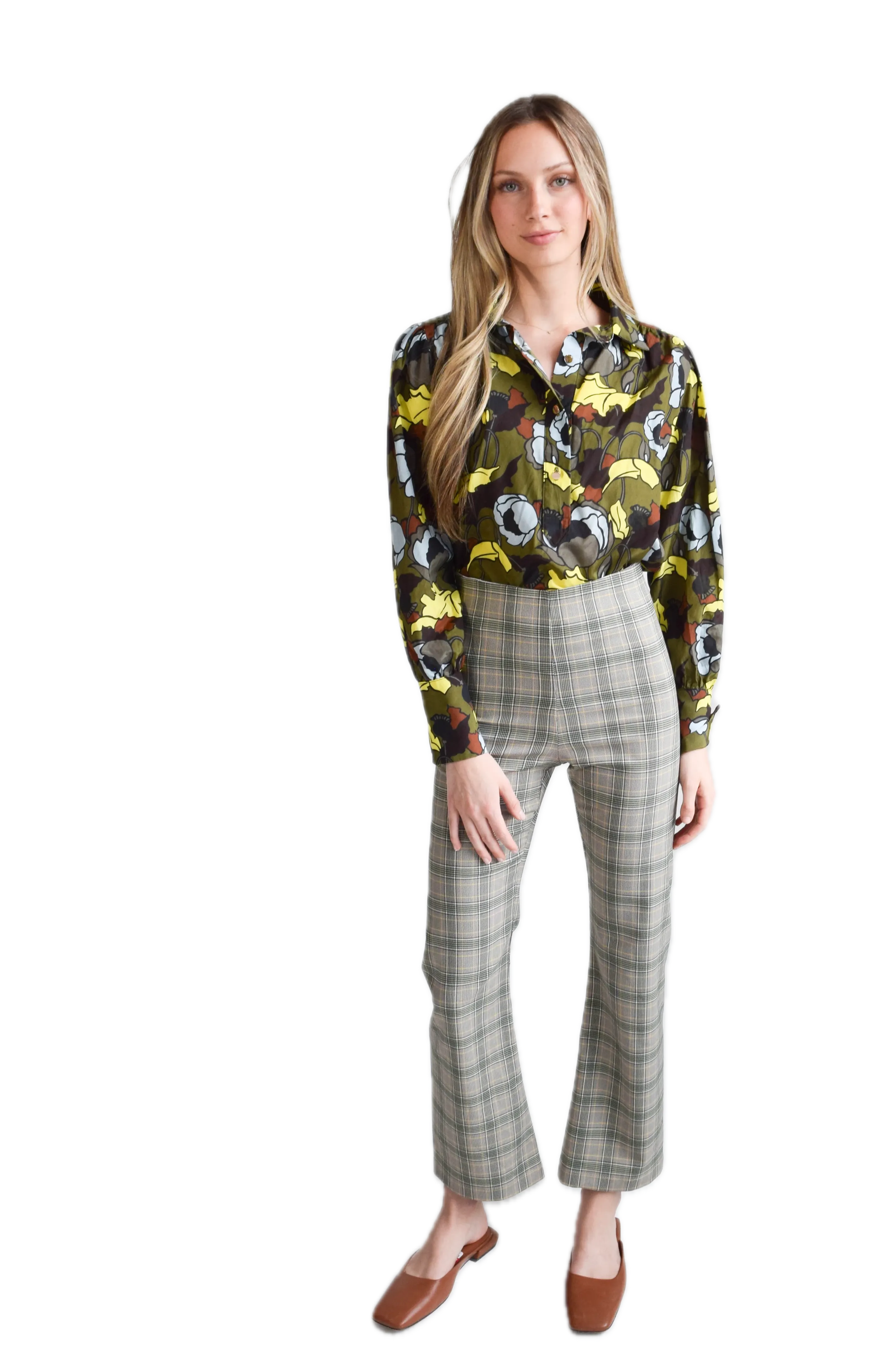 Never A Wallflower Pull On Pants in Stretch Plaid Relaxed Wear Perfect Fit Wear