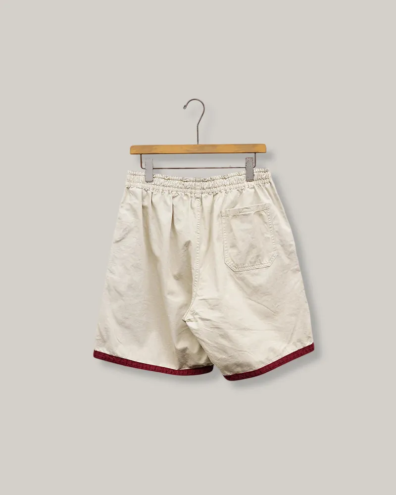 NIGEL CABOURN MAINLINE RUGGER SHORT - PIGMENT FADE - IVORY Sweat Wicking Technology poolside fashion