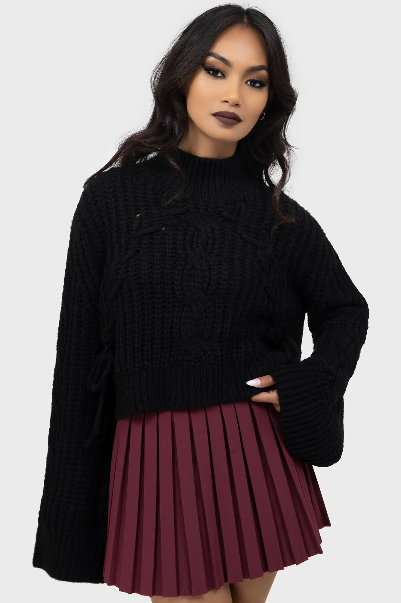 Nightshade's Curse Mini Skirt [DARK RED] Sleek Vibe