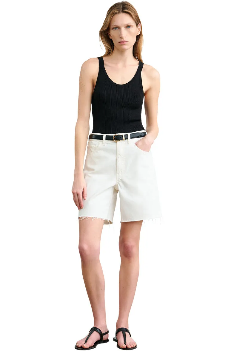Core Fit Design Nili Lotan Russel Denim Short in Cream