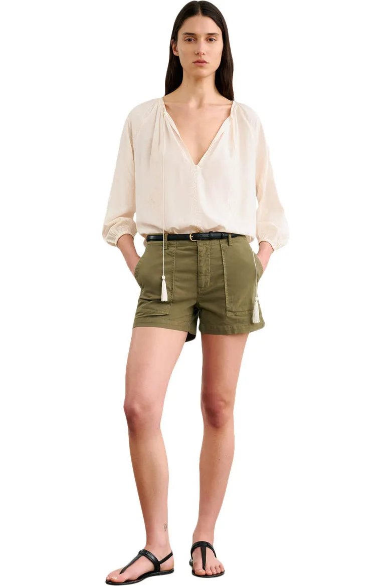 Nili Lotan Utility Shorts in Military Green Layer Comfort Essential Comfort