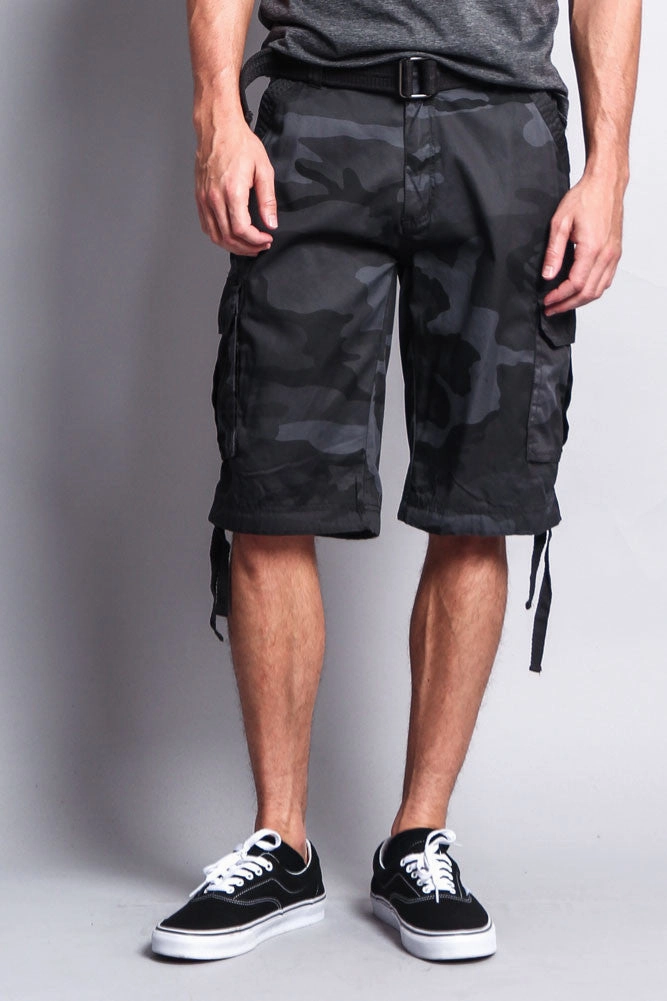 Camo Ripstop Belted Cargo Shorts Anti Odor Technology TearResistantMaterial
