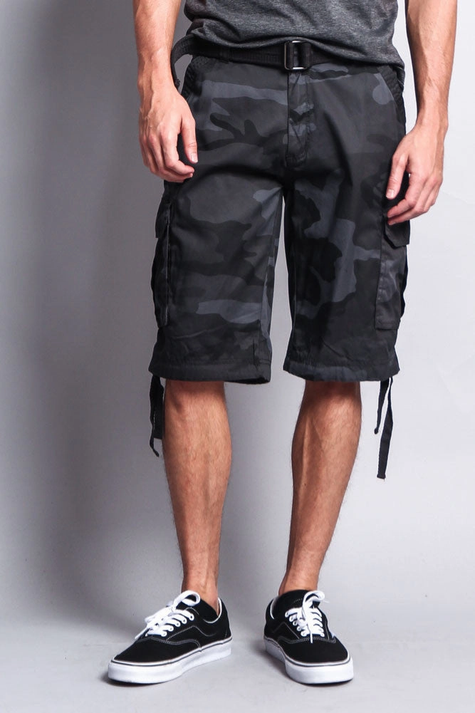 Camo Ripstop Belted Cargo Shorts Active Comfort Wear Fade Resistant Dye