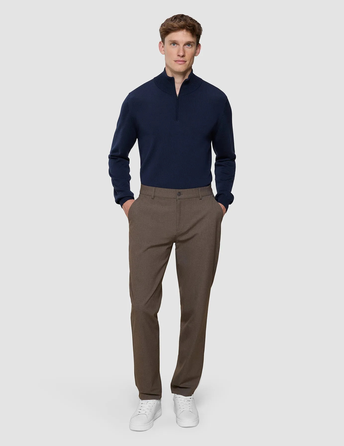 Essential Pants Regular Saddle Brown Melange Snug Fit