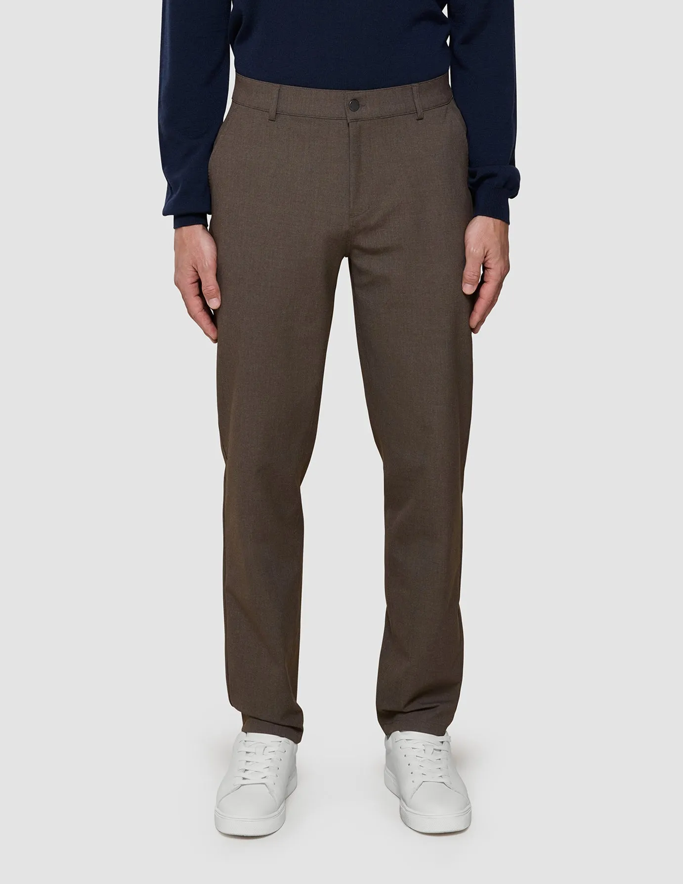 Flattering Comfort Essential Pants Regular Saddle Brown Melange