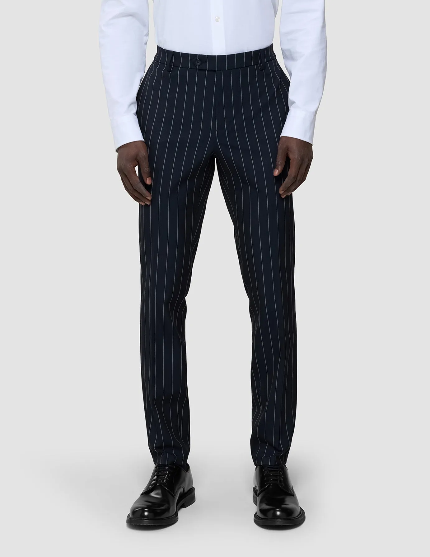 Essential Suit Pants Slim Navy Stripes Comfortable Fit Look