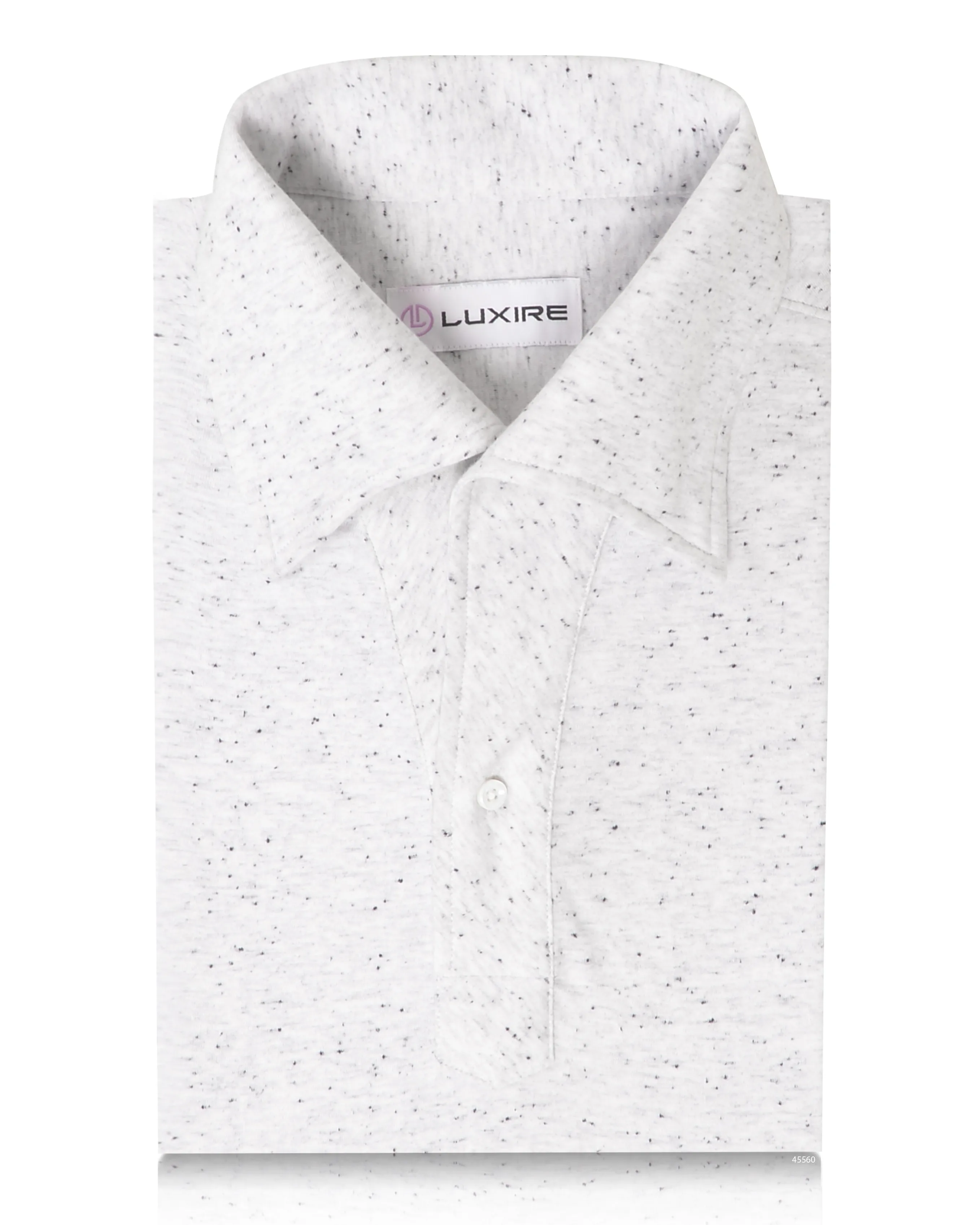 Active Fit Linen blend Speckled White Grey Polo Shirt